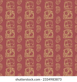 Vector graphic monochrome pattern with sandwich. National Southern Cuisine Contour Collection. Image for textiles, scrapbooking, restaurant 