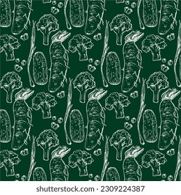 Vector graphic monochrome pattern with segments cucumber, daikon - an ingredient in national cuisines. National Asian Kitchen Contour Collection. Image for textiles, scrapbooking, restaurant menus