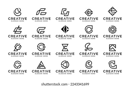 Vector graphic of monogram initial letter C collection logo template