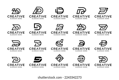 Vector graphic of monogram initial letter D collection logo template