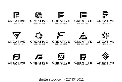 Vector graphic of monogram initial letter F collection logo template
