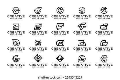 Vector graphic of monogram initial letter G collection logo template