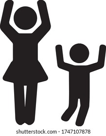 Vector graphic of a mother and a child doing sports together.