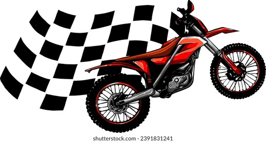 vector graphic Motocross with race flag