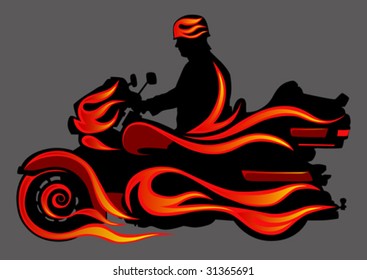 Vector graphic motorcycle on fire