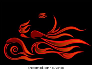Vector graphic motorcycle on fire