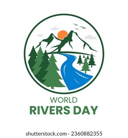 Gráfico vectorial de montaña con el logotipo del icono del río adecuado para el día mundial de los ríos