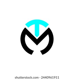 Vector graphic of MT TM logo letter logotype monogram font icon, elegant classic retro vintage style black letter logo design with circle.