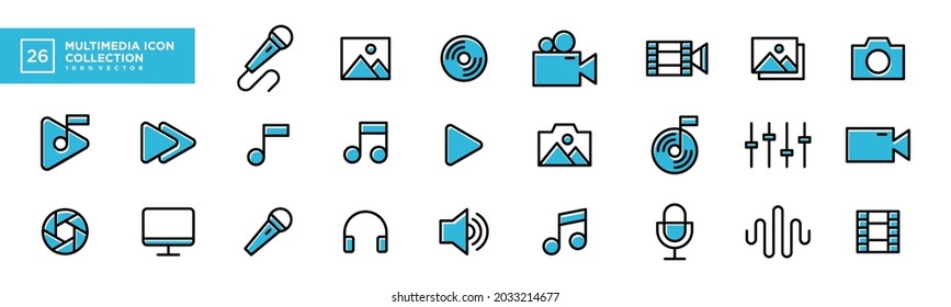 Vector graphic of multimedia icon collection