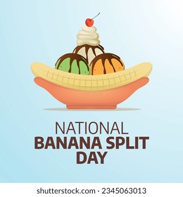 vector graphic of National Banana Split Day good for National Banana Split Day celebration. flat design. flyer design.flat illustration.