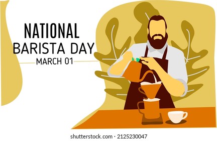 Vector graphic of national barista day for national barista day celebration. flat design. flyer design. March 01