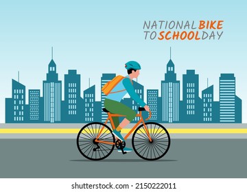 vector graphic of national bike to school day good for national bike to school day celebration. flat design. flyer design.flat illustration.