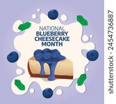 vector graphic of National Blueberry Cheesecake Day ideal for National Blueberry Cheesecake Day celebration.