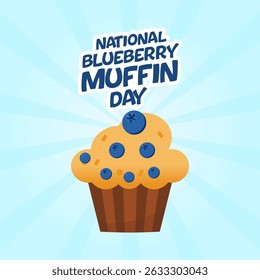 Gráfico vetorial do Dia Nacional do Muffin de Blueberry para a celebração do Dia Nacional do Muffin de Blueberry.