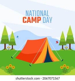vector graphic of national camp day good for national camp day celebration. flat design. flyer design.flat illustration.