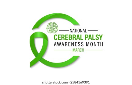 Vector graphic of National Cerebral Palsy Awareness Month is observed every year in March. That affect movement, muscle tone, and posture. Contribute to organizations dedicated to CP research, support