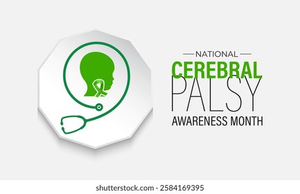 Vector graphic of National Cerebral Palsy Awareness Month is observed every year in March. That affect movement, muscle tone, and posture. Contribute to organizations dedicated to CP research, support