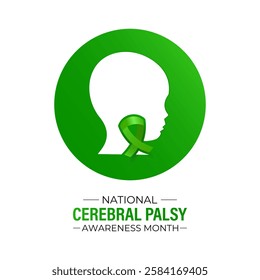 Vector graphic of National Cerebral Palsy Awareness Month is observed every year in March. That affect movement, muscle tone, and posture. Contribute to organizations dedicated to CP research, support