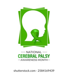 Vector graphic of National Cerebral Palsy Awareness Month is observed every year in March. That affect movement, muscle tone, and posture. Contribute to organizations dedicated to CP research, support