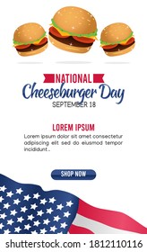 Vector graphic of national cheeseburger day good for national cheeseburger day celebration. flat design. flyer design.flat illustration.	