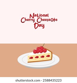 vector graphic of national cherry cheesecake day for national cherry cheesecake day celebration.