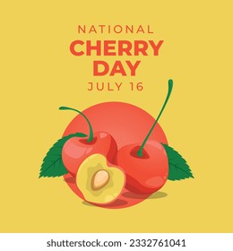 vector graphic of National Cherry Day good for National Cherry Day celebration. flat design. flyer design.flat illustration.