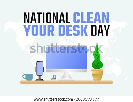 vector graphic of national clean your desk day good for national clean your desk day celebration. flat design. flyer design.flat illustration.