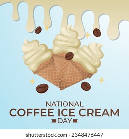 gráfico vectorial del Día Nacional de la Crema de Hielo de Café bueno para la celebración del Día Nacional del Café Ice Cream. diseño plano. diseño de volante.ilustración plana.