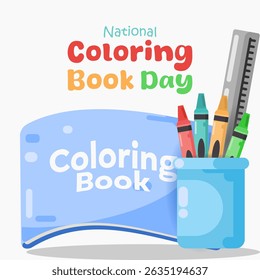 vector graphic of National Coloring Book Day, ideal for National Coloring Book Day celebration.
