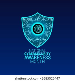 Vector gráfico del Mes Nacional de Concientización sobre Ciberseguridad para la celebración del Mes Nacional de Concientización sobre Ciberseguridad.