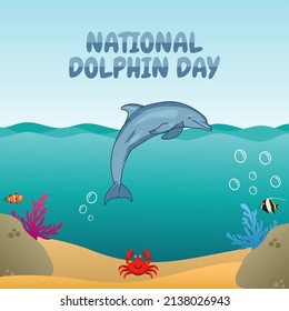 vector graphic of national dolphin day good for national dolphin day celebration. flat design. flyer design.flat illustration.