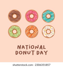 vector graphic of National donut day good for National donut day celebration. flat design. flyer design.flat illustration.