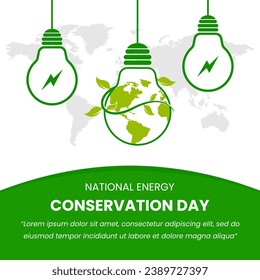 Gráfica vectorial del afiche del día nacional de conservación de la energía con zona de copia