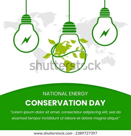 Vector graphic of national energy conservation day poster with copy space area
