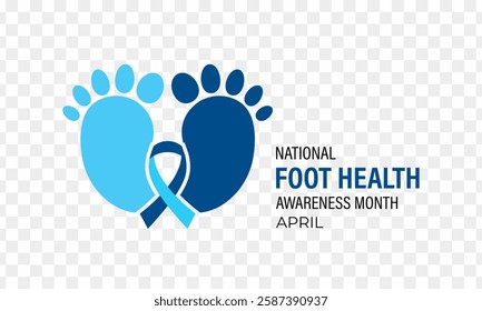 Vector graphic of National Foot Health Awareness Month is april. Footprint of an adult and heart shape icon banner background design template. Vector illustration.