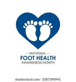 Vector graphic of National Foot Health Awareness Month is april. Footprint of an adult and heart shape icon banner background design template. Vector illustration.