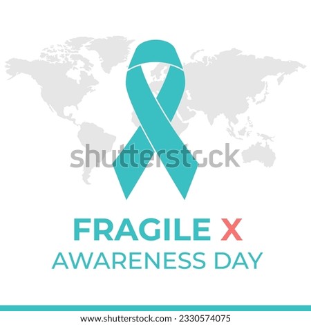 Vector graphic of National Fragile X Awareness Day, with ribbon and world map silhouette icon vector. July 22. Important day