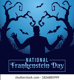 Gráfico vectorial del día Frankenstein nacional bueno para la celebración del Día Frankenstein. diseño plano. diseño de volante.ilustración plana.