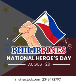 Vector graphic of National Heroes Day of Philippines with fist holding flag