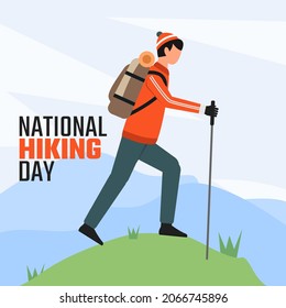 Vector Graphic Of National Hiking Day Good For National Hiking Day Celebration. Flat Design. Flyer Design.flat Illustration.