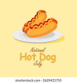 vector graphic of National Hot Dog Month ideal for National Hot Dog Month celebration