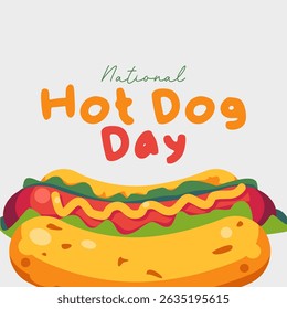 vector graphic of National Hot Dog Day, ideal for National Hot Dog Day celebration.
