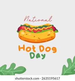 vector graphic of National Hot Dog Day, ideal for National Hot Dog Day celebration.
