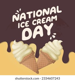 vector graphic of National Ice Cream Day good for National Ice Cream Day celebration. flat design. flyer design.flat illustration.