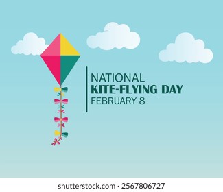 vector graphic of national kite-flying day good for national kite-flying day celebration. flat design. flyer design. flat illustration.