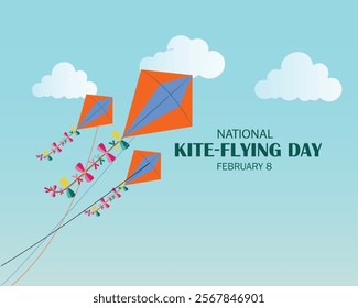 vector graphic of national kite-flying day good for national kite-flying day celebration. flat design. flyer design. flat illustration.