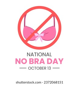 Vector Graphic of National No Bra Day with Pink bra and ribbon on red cross svg