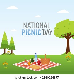 vector graphic of national picnic day good for national picnic day celebration. flat design. flyer design.flat illustration.