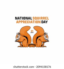 vector graphic of national squirrel appreciation day good for national squirrel appreciation day celebration. flat design. flyer design.flat illustration.