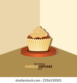 vector graphic of national vanilla cupcake day good for national vanilla cupcake day celebration. flat design. flyer design. flat illustration.